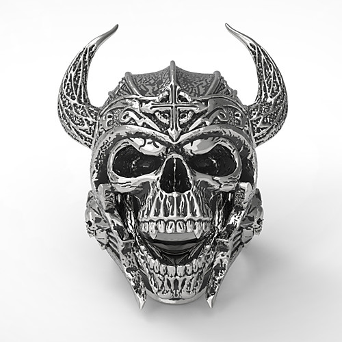 

Men's Ring 1pc Black Silver Alloy irregular Vintage Trendy Ethnic Daily Jewelry Vintage Style Lucky Helmet
