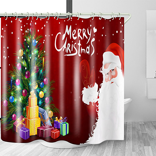 

Christmas Shower Curtains & Hooks Modern Polyester Trend Design