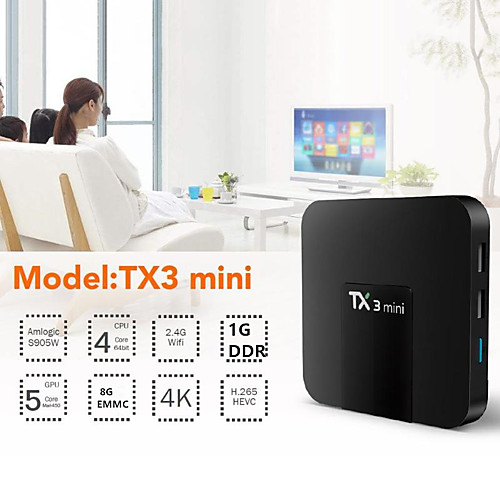 

TX3 Mini Android 7.1 TV Box Smart TV H2.65 IPTV 4K IPTV Media Player Amlogic S905W 1G 8G Tanix Box