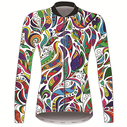 

21Grams Floral Botanical Women's Long Sleeve Cycling Jersey - Camouflage Bike Jersey Top Thermal Warm UV Resistant Anatomic Design Sports Winter Fleece 100% Polyester Mountain Bike MTB Road Bike