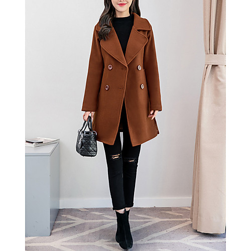 

Women's Coat Daily Fall & Winter Long Coat Loose Basic Jacket Long Sleeve Solid Colored Oversized Army Green Black / Work