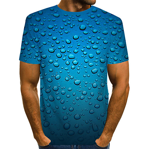 

Men's T shirt Shirt 3D Print Graphic Beer Print Short Sleeve Daily Tops Streetwear Exaggerated Round Neck Blue / Beach