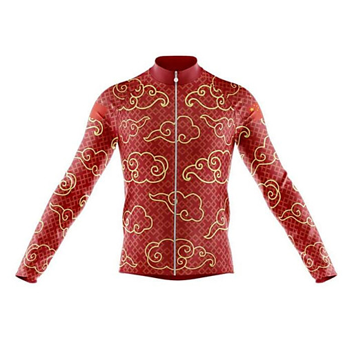 

21Grams Men's Long Sleeve Cycling Jersey Winter Summer Fleece Spandex Polyester RedBrown Bike Jersey Top Mountain Bike MTB Road Bike Cycling Thermal Warm UV Resistant Anatomic Design Sports Clothing