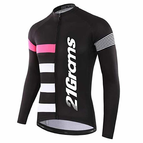 

21Grams Men's Long Sleeve Cycling Jersey Winter Summer Fleece Spandex Polyester Black Bike Jersey Top Mountain Bike MTB Road Bike Cycling Thermal Warm UV Resistant Anatomic Design Sports Clothing