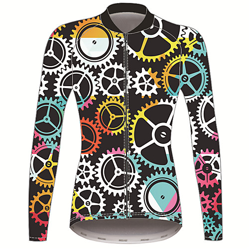 

21Grams Gear Peace & Love Women's Long Sleeve Cycling Jersey - Black / Yellow Bike Jersey Top Thermal Warm UV Resistant Anatomic Design Sports Winter 100% Polyester Mountain Bike MTB Road Bike Cycling