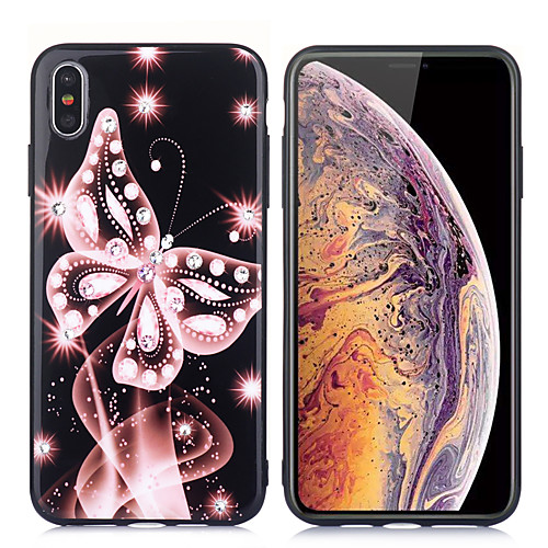 

Case For Apple iPhone XS / iPhone XR / iPhone XS Max Rhinestone / Ultra-thin / Pattern Back Cover Butterfly TPU