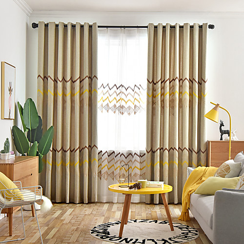 

Two Panel European Minimalist Style Linen Embroidery Curtains Living Room Bedroom Dining Room Children's Room Curtains