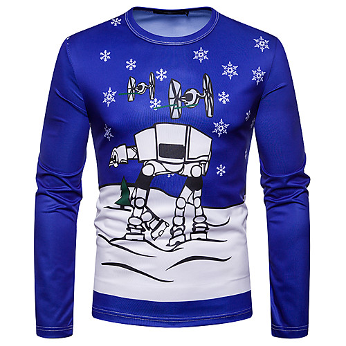 

Men's T shirt Graphic Long Sleeve Daily Tops Rainbow