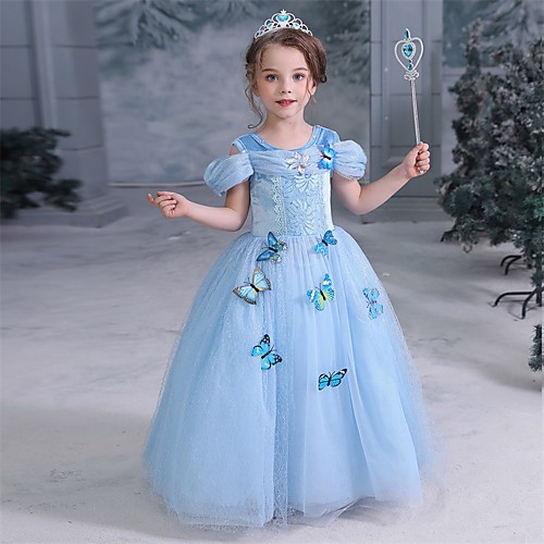 

Princess Dress Girls' Movie Cosplay Princess Vacation Dress Blue Dress Halloween