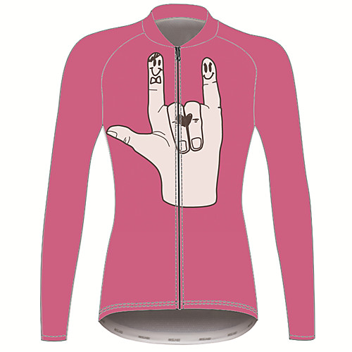 

21Grams Peace & Love Women's Long Sleeve Cycling Jersey - Pink Bike Jersey Top Thermal Warm UV Resistant Anatomic Design Sports Winter Fleece 100% Polyester Mountain Bike MTB Road Bike Cycling