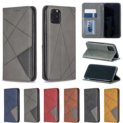 

Phone Case For Apple Full Body Case Leather iPhone 12 Pro Max 11 SE 2020 X XR XS Max 8 7 6 Card Holder with Stand Flip Geometric Pattern PU Leather