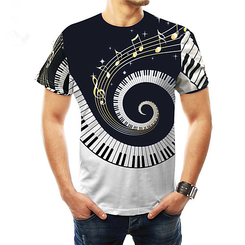 

Men's T shirt Shirt Graphic Plus Size Print Short Sleeve Casual Tops Basic Round Neck Black / Summer