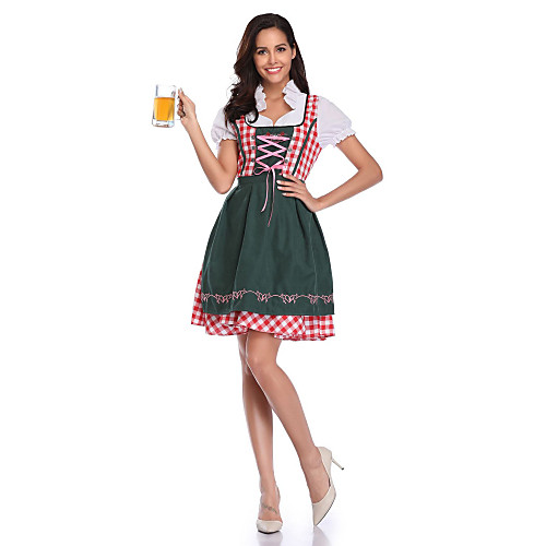 

Dirndl Trachtenkleider Women's Bavarian Vacation Dress Carnival Oktoberfest Beer Festival / Holiday Polyster Red / Blue Women's Easy Carnival Costumes / Apron / Apron