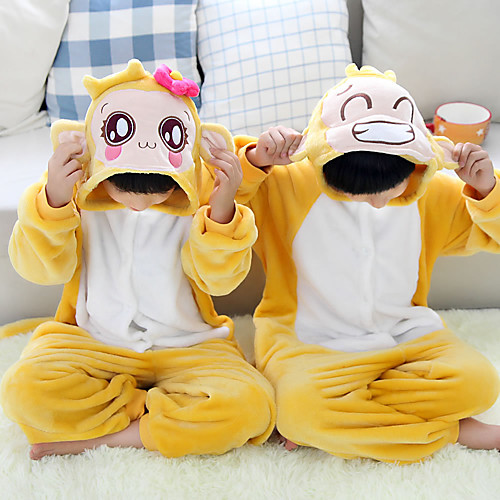 

Kid's Kigurumi Pajamas Monkey Onesie Pajamas Flannelette White / Yellow Cosplay For Boys and Girls Animal Sleepwear Cartoon Festival / Holiday Costumes