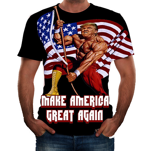 

Men's T shirt Cartoon Plus Size Print Short Sleeve Daily Tops Basic Black