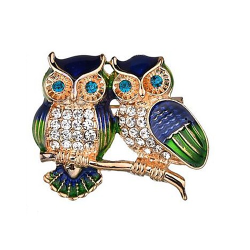 

Women's Brooches Owl Cute Rhinestone Brooch Jewelry Gold For Daily