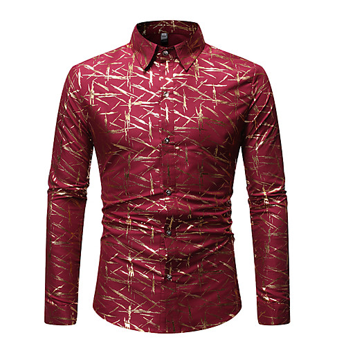 

Men's Shirt Geometric Long Sleeve Daily Tops Black Red Royal Blue