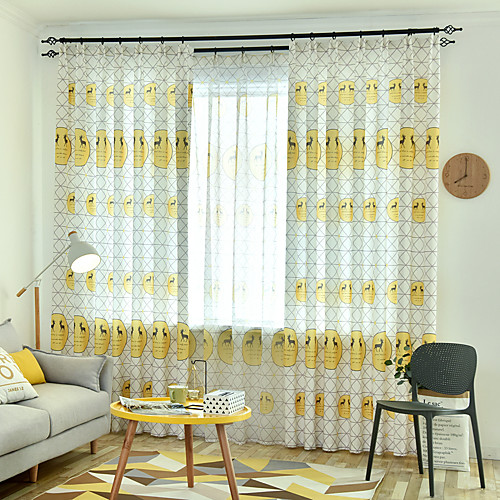 

Geometric Room-darkening Two Panels Curtain Living Room Curtains
