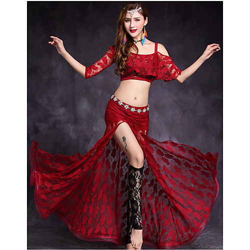 

Belly Dance Skirts Split Women's Training Performance Half Sleeve Dropped Elastane