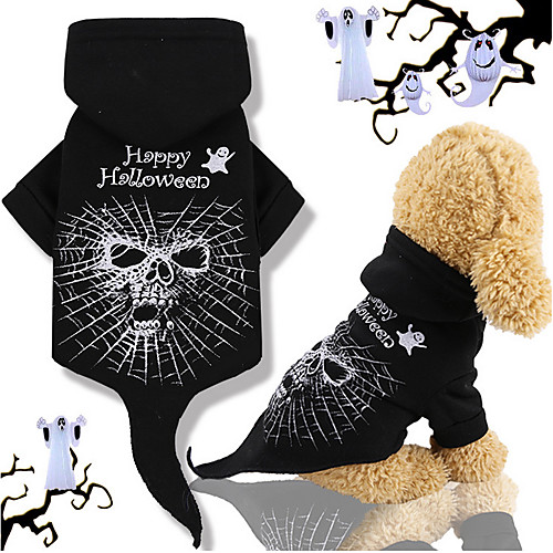 

Dog Halloween Costumes Hoodie Word / Phrase Skull Spider Cosplay Halloween Dog Clothes Puppy Clothes Dog Outfits Black Costume for Girl and Boy Dog Cotton S M L XL