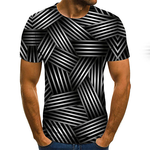 

Men's T shirt Graphic Geometric Print Short Sleeve Holiday Tops Streetwear Punk & Gothic Dark Gray