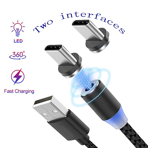

Type-C Cable 1.0m(3Ft) Braided / Magnetic / Quick Charge Nonwoven USB Cable Adapter For Samsung / Huawei / Xiaomi