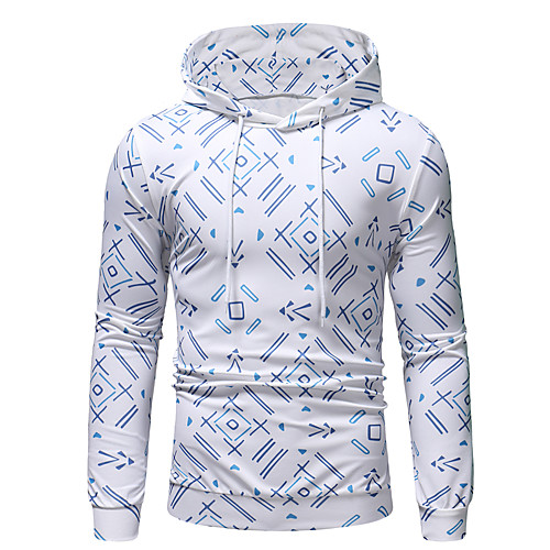 

Men's Pullover Hoodie Sweatshirt Cartoon Hooded Party Casual Hoodies Sweatshirts Long Sleeve Slim White