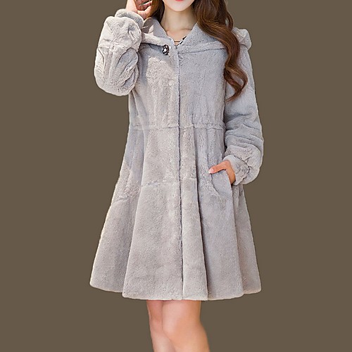 

Women's Faux Fur Coat Daily Winter Regular Coat Regular Fit Jacket Long Sleeve Solid Colored Blushing Pink Gray