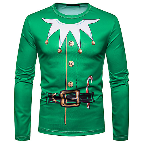 

Men's T shirt Graphic Long Sleeve Daily Tops Rainbow