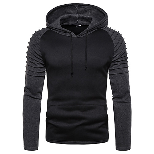 

Men's Hoodie Solid Colored Color Block Hooded Daily Weekend Basic Casual Hoodies Sweatshirts Slim Gray Black