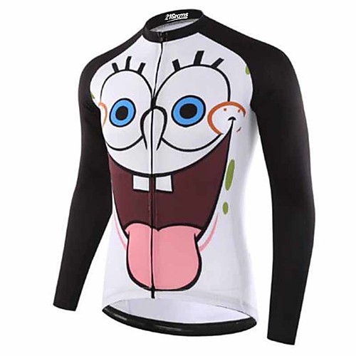 

21Grams Men's Long Sleeve Cycling Jersey Winter Summer Fleece Spandex Polyester Black Cartoon Bike Jersey Top Mountain Bike MTB Road Bike Cycling Thermal Warm UV Resistant Anatomic Design Sports