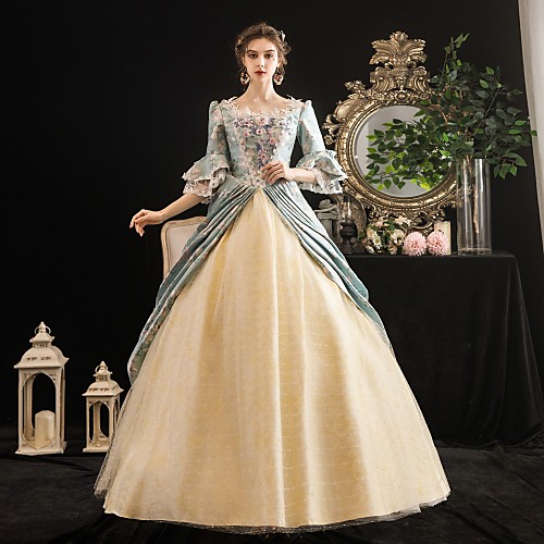 

Maria Antonietta Rococo Baroque Victorian Vacation Dress Dress Party Costume Masquerade Prom Dress Women's Costume LightBlue Vintage Cosplay Party Halloween Party & Evening Floor Length Ball Gown