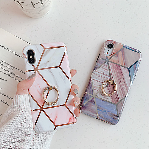 

Phone Case For Apple Back Cover iPhone 11 Pro Max SE 2020 X XR XS Max 8 7 6 Ring Holder Pattern Geometric Pattern Marble TPU