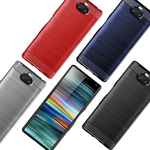 

Case For Sony Sony XA2 Plus / Sony Xperia L3 / Sony Xperia 10 Shockproof / Ultra-thin Back Cover Solid Colored / Lines / Waves TPU / Carbon Fiber