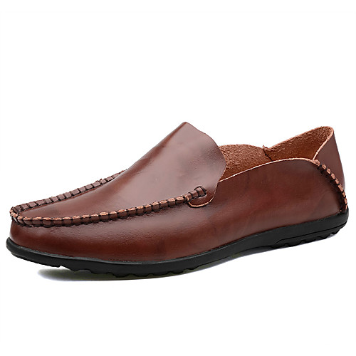 

Men's Cowhide Spring & Summer / Fall & Winter Loafers & Slip-Ons Walking Shoes Breathable Light Brown / Dark Brown / Burgundy