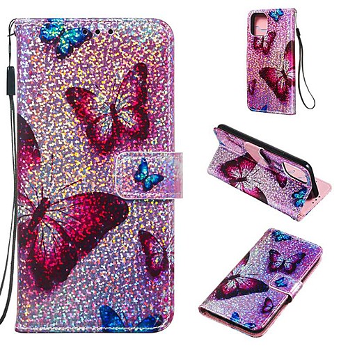 

Case For Apple iPhone 11 / iPhone 11 Pro / iPhone 11 Pro Max Wallet / Card Holder / Flip Full Body Cases Butterfly / Glitter Shine PU Leather For iPhone XS/X/XR/XS Max/7/8 Plus/6/6s Plus