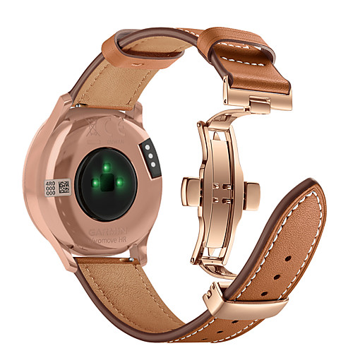 

Watch Band For Garmin Vivomove HR Rose Gold Butterfly Buckle Fashion Genuine Leather Strap Bracelet Belt