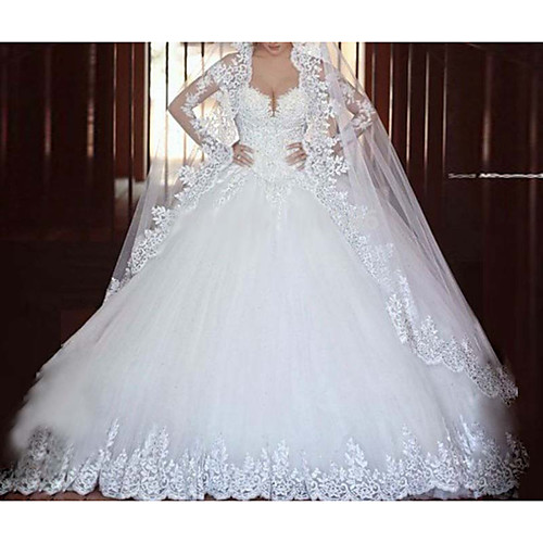 

A-Line Wedding Dresses Sweetheart Neckline Sweep / Brush Train Lace Long Sleeve Formal Illusion Detail with 2021