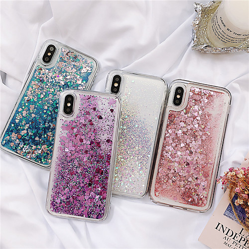 

Case For Apple iPhone XS / iPhone XR / iPhone XS Max Flowing Liquid / Glitter Shine Back Cover Solid Colored TPU