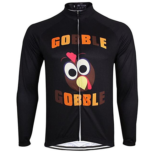 

21Grams Men's Long Sleeve Cycling Jersey Winter Summer Fleece Spandex Polyester Black / Yellow Bird Bike Jersey Top Mountain Bike MTB Road Bike Cycling Thermal Warm UV Resistant Anatomic Design Sports