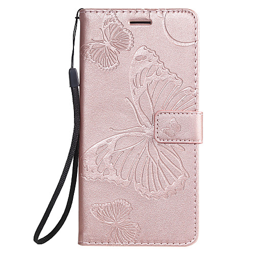 

Case For Huawei Honor 8A Huawei Y7 2019 Phone Case PU Leather Material Embossed Butterfly Pattern Solid Color Phone Case