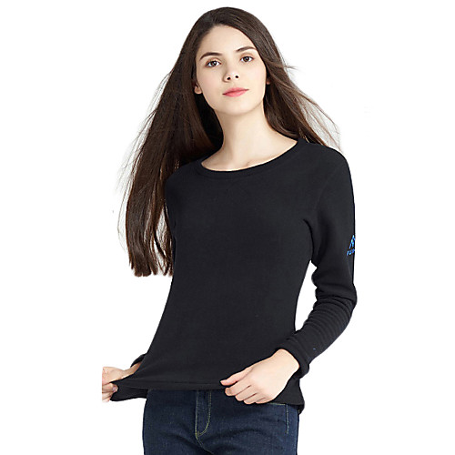 

Wolfcavalry Women's Hiking Tee shirt Long Sleeve Tee Tshirt Top Outdoor Windproof Fleece Lining Warm Quick Dry Autumn / Fall Winter Spring POLY Solid Color Black Red Blue Camping / Hiking Hunting
