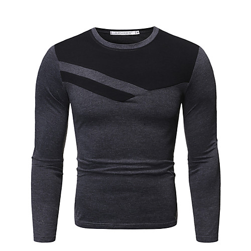 

Men's Golf Shirt Tennis Shirt Color Block Geometric Long Sleeve Daily Tops Basic Round Neck White Black Dark Gray