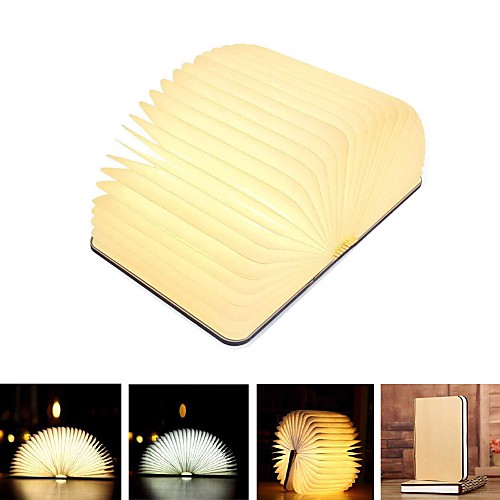 

Portable USB Wooden Book LED Lamp Night Light Folding Book Rechargeable Warm White Bedside Desk Reading Lamp Creative Christmas New Year's Gift