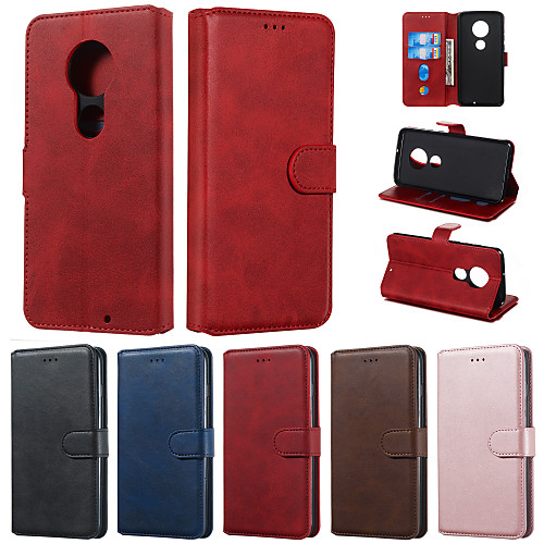 

Case For Motorola MOTO G7 G7 Play Phone Case PU Leather Material Solid Color Pattern Phone Case for MOTO G6 G6 Play G6 Plus E5