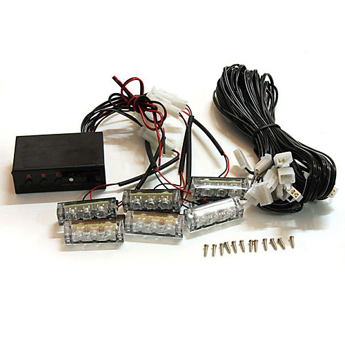 

1pcs Car 12V 6 Amber LED Flashing Grill Lights Bar Strobes Warning Recovery Breakdown