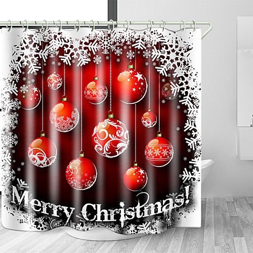 

Christmas Shower Curtains & Hooks Modern Polyester Machine Made Waterproof Bathroom