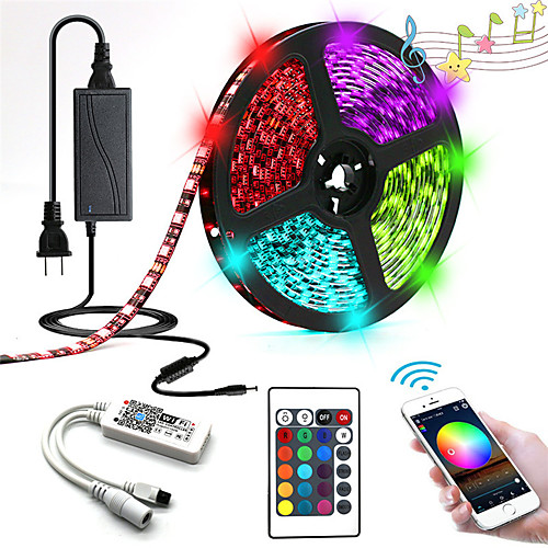 

5m LED Strip Lightss Light Sets RGB Tiktok Lights 300 LEDs SMD5050 10mm 1 24Keys Remote Controller 1 X 12V 5A Power Supply 1 set RGB Tiktok LightsWhite Waterproof APP Control Decorative 12 V
