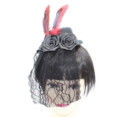

Lace / Feathers Flowers / Headwear with Feather / Lace / Trim 1 Piece Special Occasion / Party / Evening Headpiece