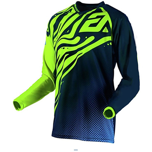 

Men's Long Sleeve Cycling Jersey Downhill Jersey Dirt Bike Jersey Winter Fleece Polyester Black / Green Geometic Bike Jersey Motorcyle Clothing Top Mountain Bike MTB Road Bike Cycling Thermal / Warm